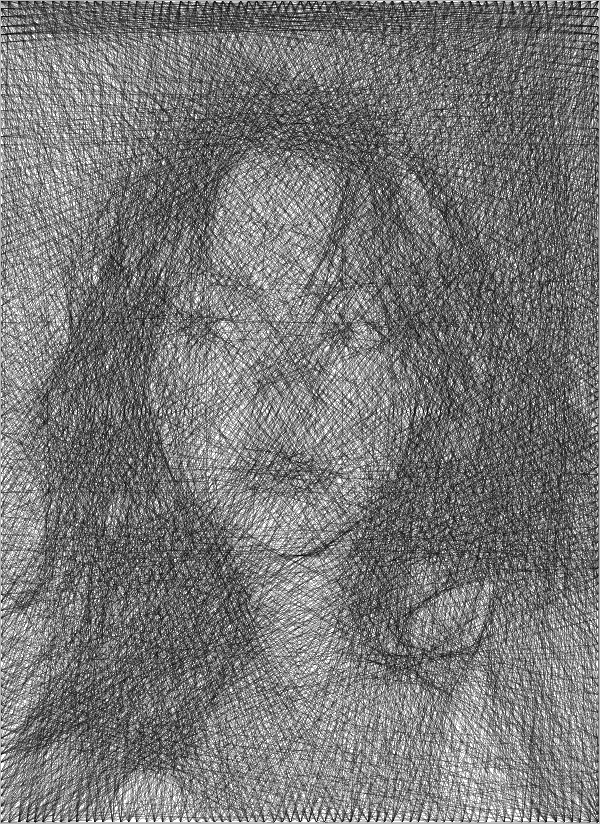 Monochrome String Art Portrait